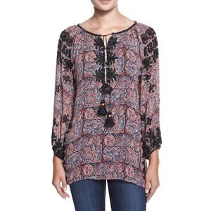 Like New Figue beaded tunic top peace doves sz XXS
